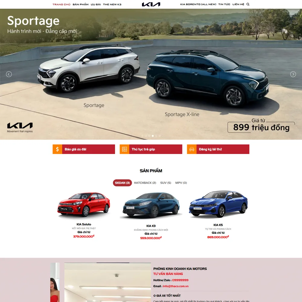 Mẫu website giới thiệu, trưng bày sản phẩm và bán xe ô tô KIA M-377