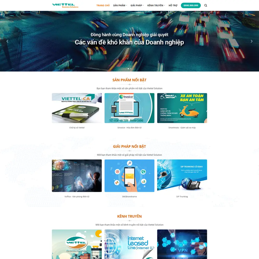 Mẫu website Giới thiệu dịch vụ viễn thông Viettel, VNPT, Mobilfone M-646