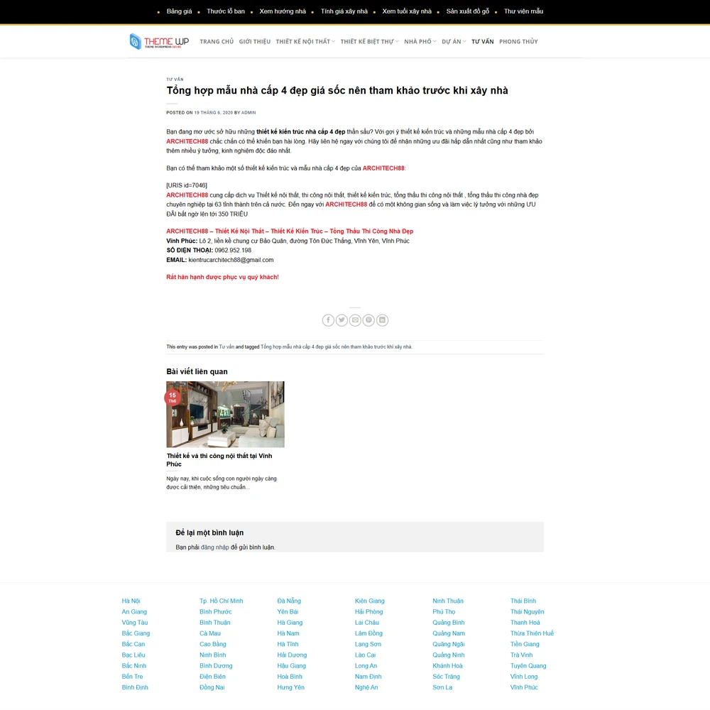 Mẫu website Công ty kiến trúc, nội thất, xây dựng M-654